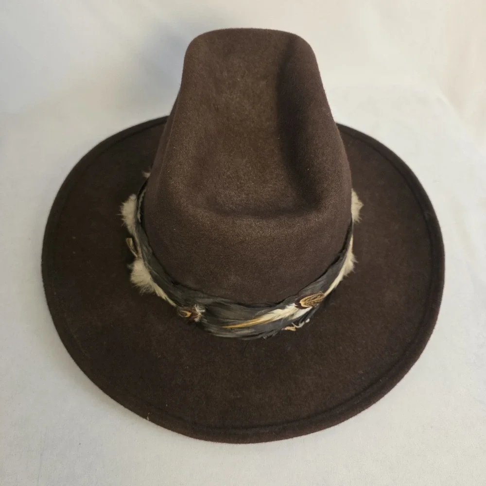 Bailey Teton Brown 7 3/8  Western Cowboy Hat USA Made 100% Wool Feather‎ Band